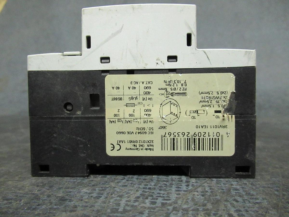 Used SIEMENS MANUAL MOTOR START 3RV1011-1EA10 600V 4A 3HP **WARRANTY INCLUDED**