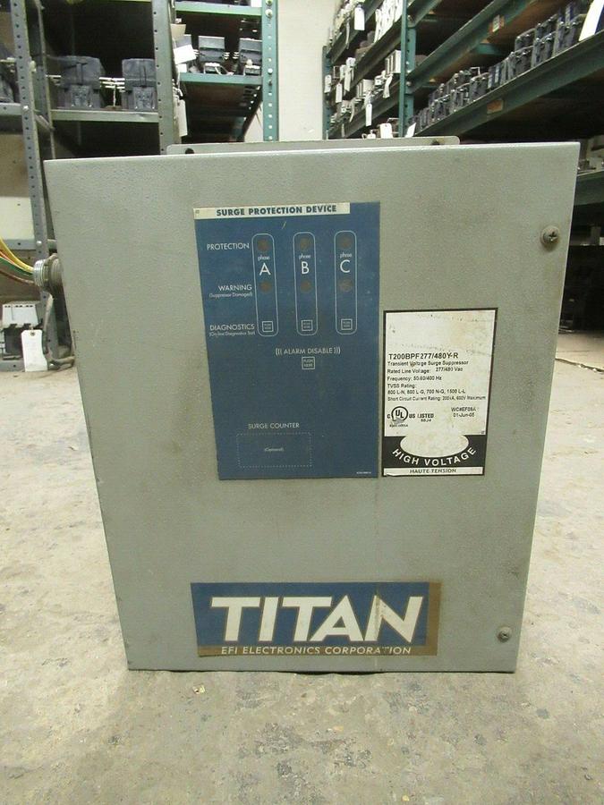 TITAN TRANSIENT VOLTAGE SURGE SUPPRESSOR T200BPF277/480Y-R 277/480 VAC 400 HZ