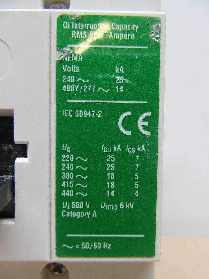 Used CUTLER HAMMER CIRUIT BREAKER GI 125 125 AMP 3-POLE 480/277 VAC **WARRANTY**