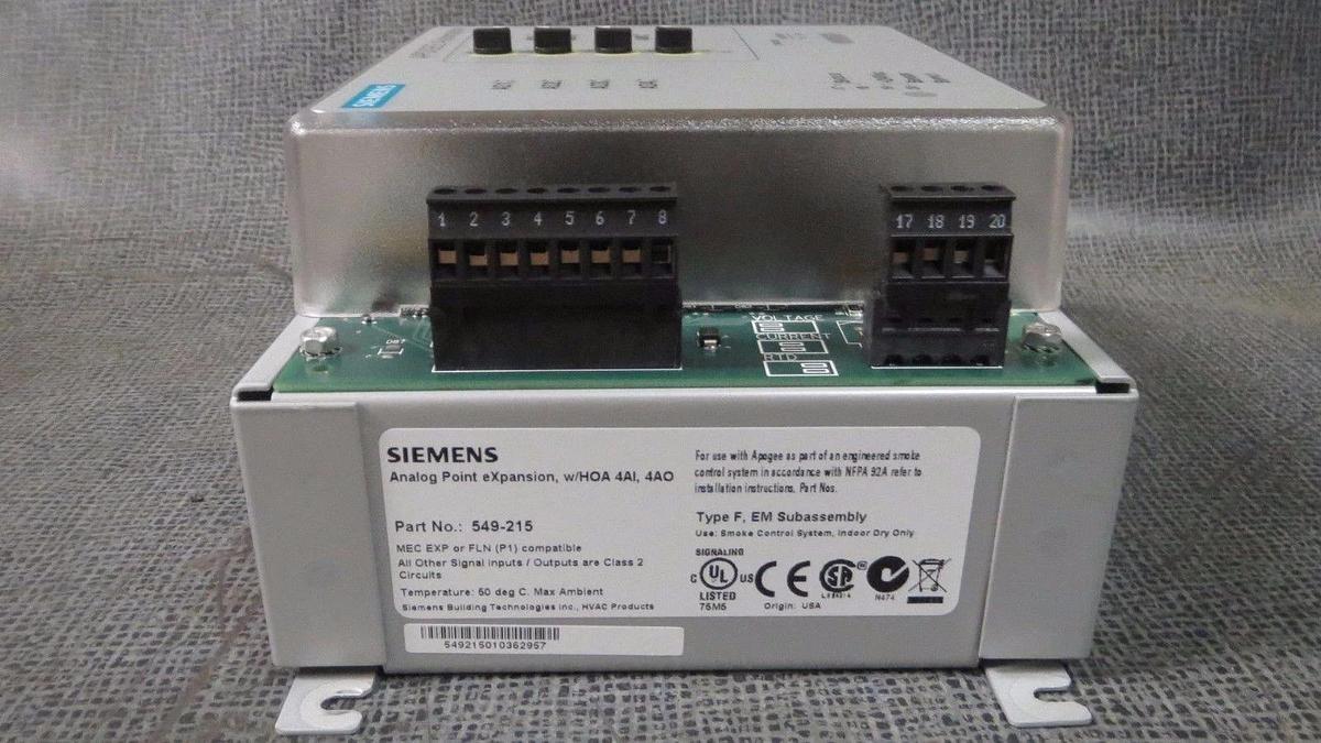 Used SIEMENS APOGEE ANALOG POINT EXPANSION 4AI, 4AO, HOA EQUIPPED MODEL: 549-215