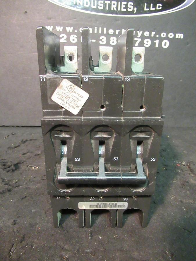 Used AIRPAX 3 POLE 53 AMP BREAKER 240 VAC 219-3-2599-410 HH83XB410-B DP-3635 LR26229