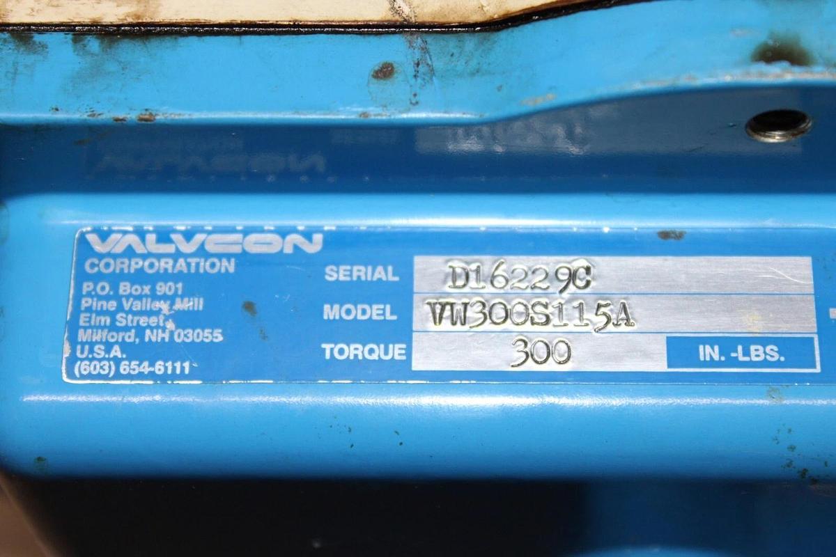 Used VALVCON ACTUATOR VW300S115A 300 IN-LBS 115V 0.6 AMP 10 SEC CYCLE *WARRANTY*