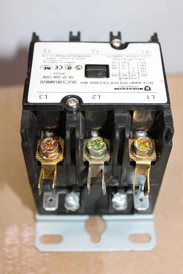 Used BREAKERS UNLIMITED CONTACTOR BUC338UMM20 600 VAC 30 AMP 20 HP **WARRANTY**