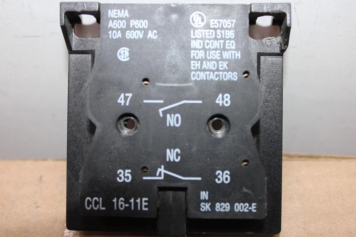 Used ABB AUXILIARY CONTACT BLOCK CAL-16-11E SK-829-002-E 10 AMP 600 VAC *WARRANTY*