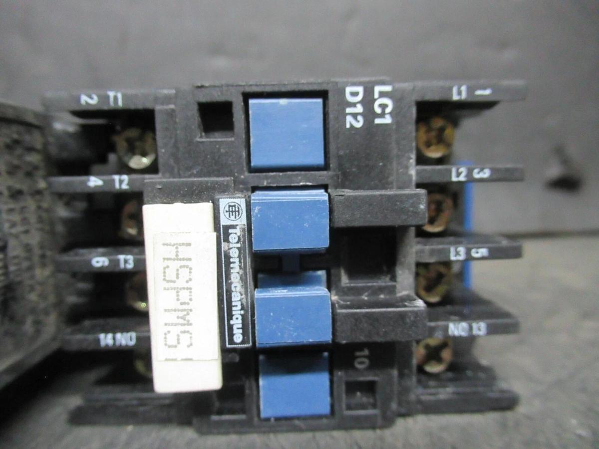 Used TELEMECANIQUE STARTER LC1D1206 W/ OVERLOAD RELAY LR2-D1312 25 AMP 600 VAC 10 HP