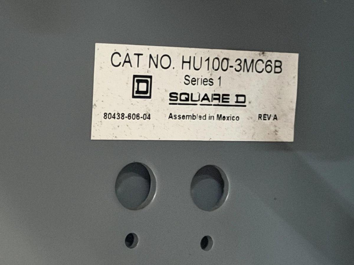 Used SQUARE D MODEL 6 MCC MOTOR CONTROL BUCKET 18" HU100-3MC6B NEMA 3 480 VOLT
