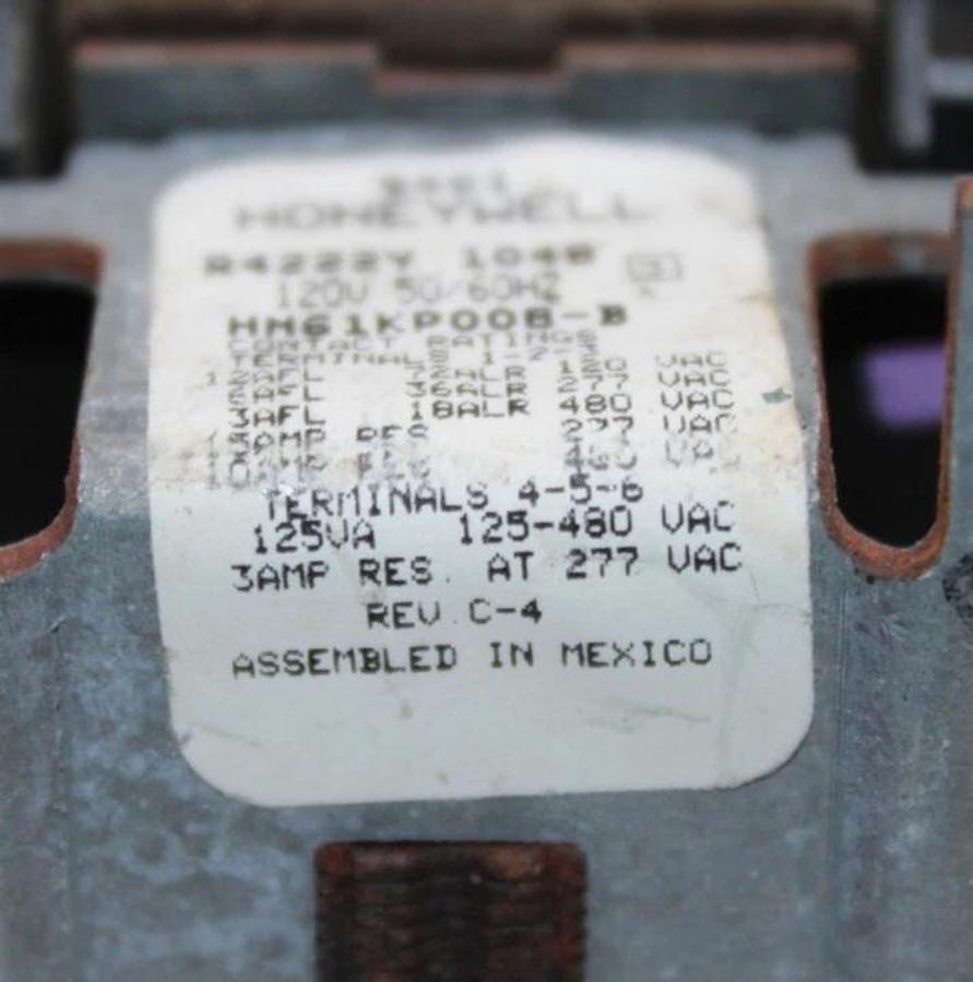 Used HONEYWELL PURGE RELAY HN61KP008-B R4222Y-1048 480/277 VAC 15 AMP *WARRANTY*