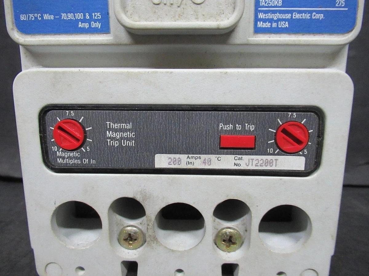 Used WESTINGHOUSE BREAKER JD2250F 200 AMP TRIP 600 VAC 2-POLE W/ LUGS **WARRANTY**