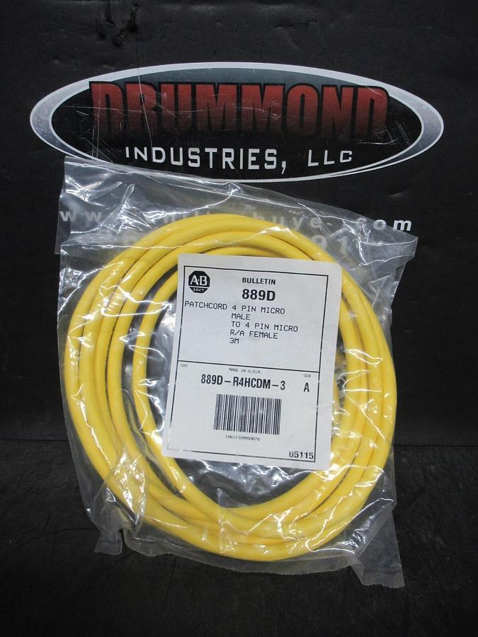 NEW IN BAG ALLEN-BRADLEY 889D-R4HCDN-3 4-PIN MALE AND 4-PIN RIGHT ANGLE FEMALE