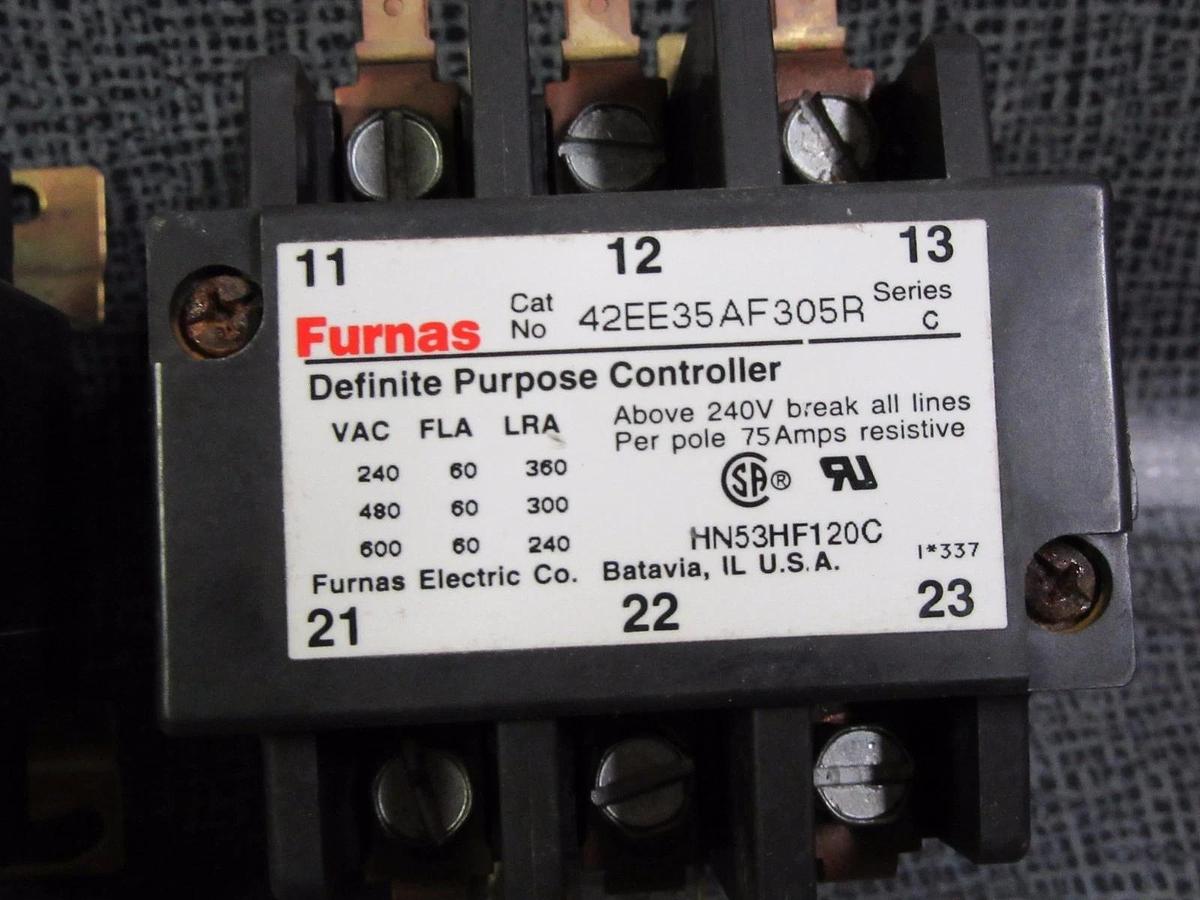 Used (1) FURNAS CONTACTOR 42EE35AF305R 60 AMP 600V 3 PHASE 110-120V COIL HN53HF120C