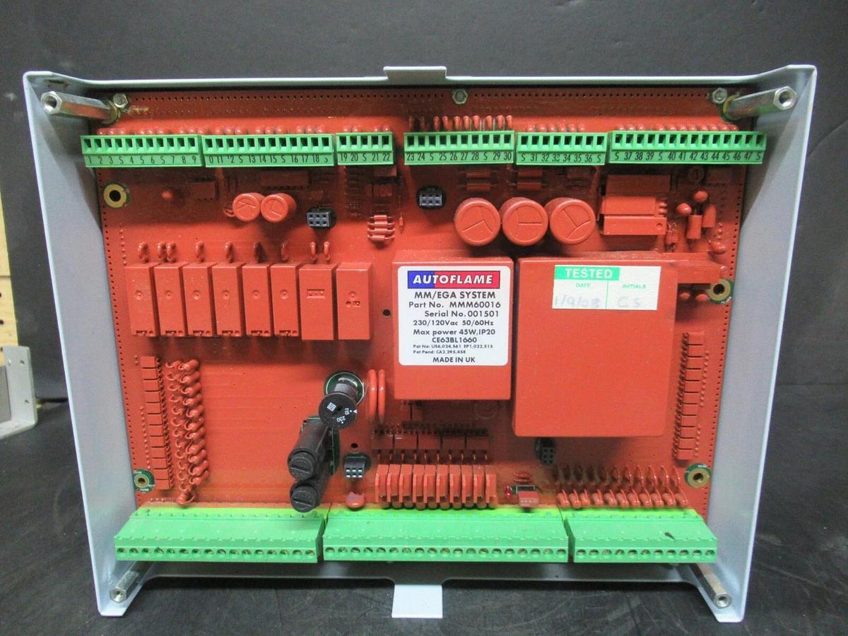 Used AUTOFLAME MM/EGA SYSTEM MM60016 MK. 6 230 VAC 45 W COMBUSTION MANAGEMENT SYSTEM
