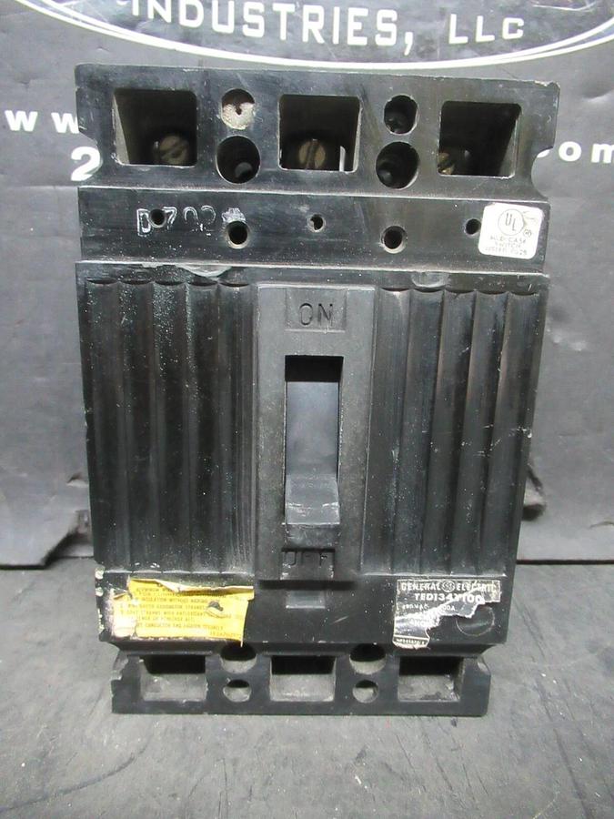Used GENERAL ELECTRIC MOLDED CASE SWITCH TED134Y100 480 VAC 100 AMP 3-POLE
