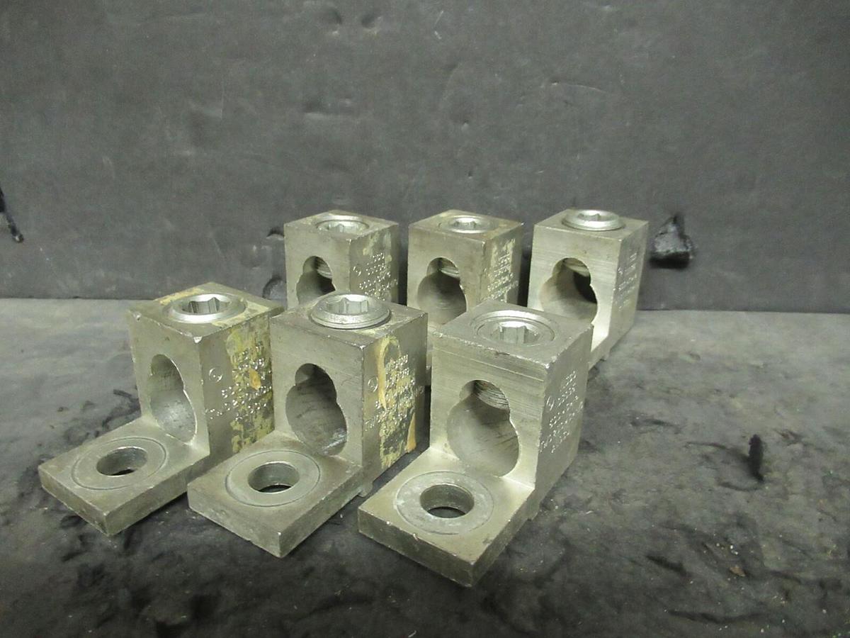 Used (6) QTY ILSCO D3096 1 (SINGLE) BARREL MECHANICAL CONNECTOR LUG TAP 600 MCM - 4