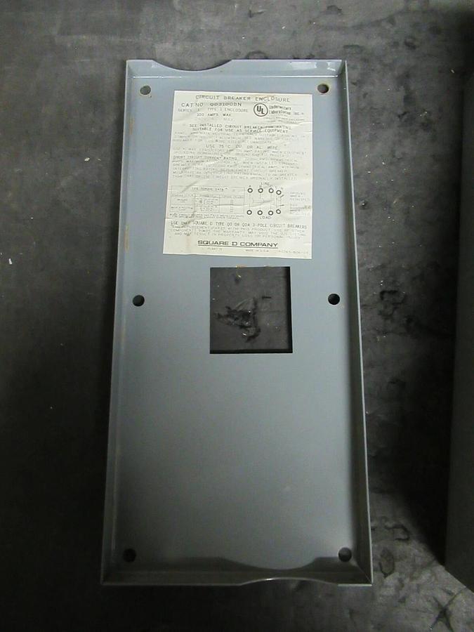 Used SQUARE D CIRCUIT BREAKER ENCLOSURE NEMA 1 100 AMP MAX 240 VAC 3 PHASE QO3100BN