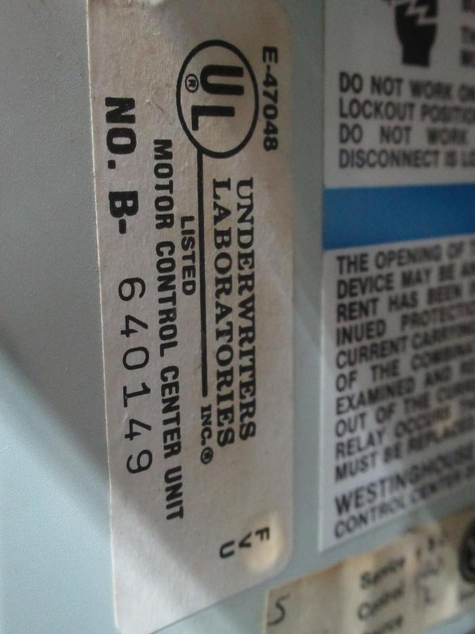 Used CUTLER HAMMER MOTOR STARTER CONTROL BUCKET 2100 12" NEMA SIZE 1 A200M1CACP 7 AMP