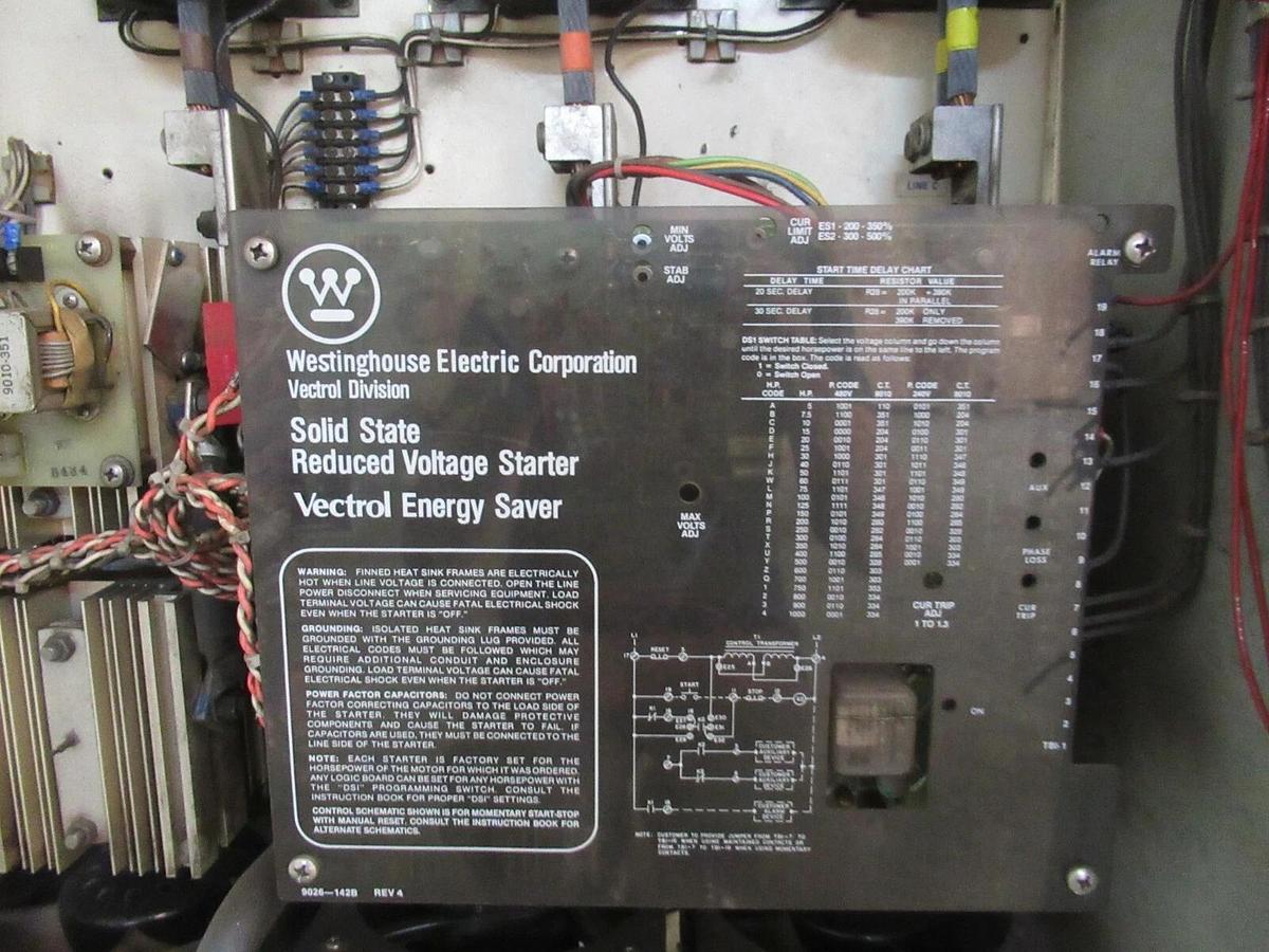 Used WESTINGHOUSE 350 HP 420 A SOLID STATE REDUCED VOLTAGE STARTER 480 V VECTROL