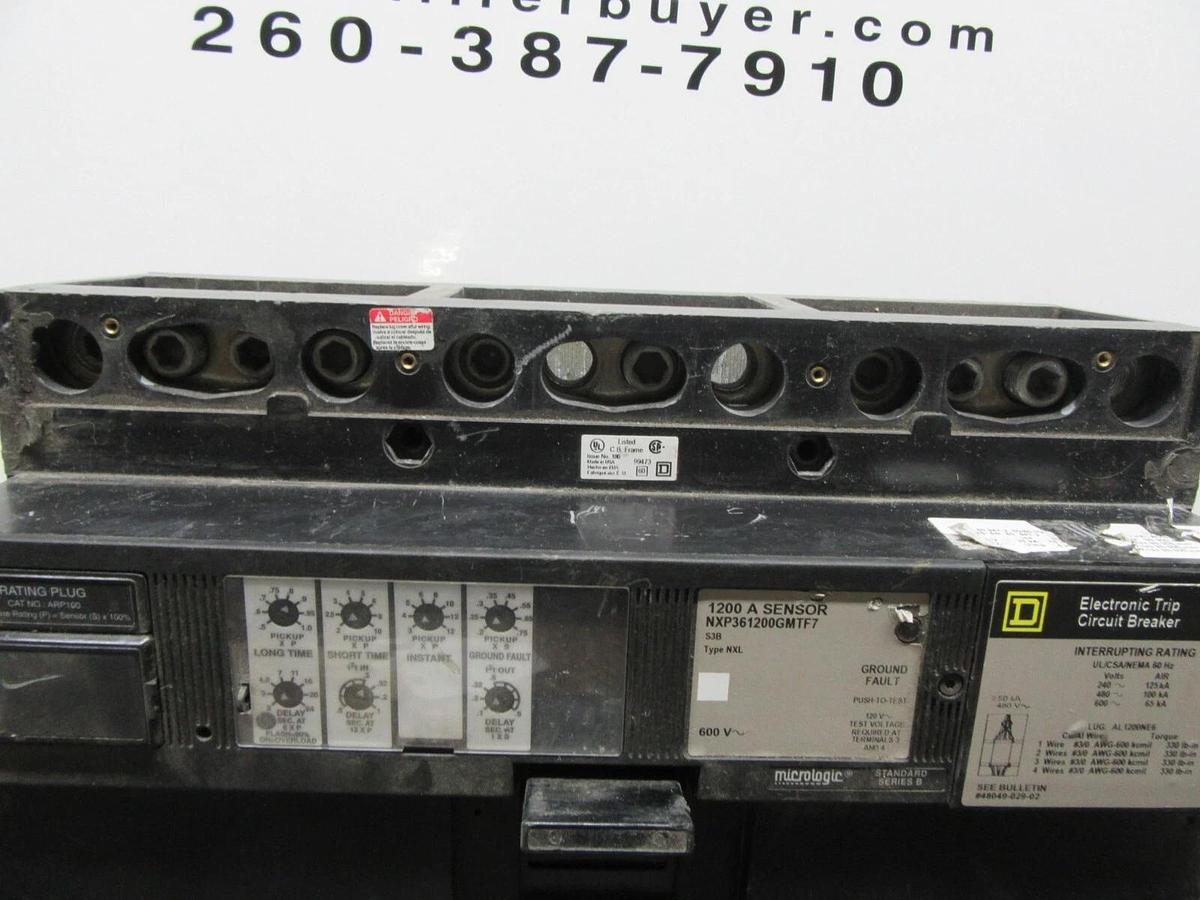 Used SQUARE D NXL BREAKER NXP361200GMTF7 1200 AMP 600 VAC W/ ARP100 MICROLOGIC LSIG
