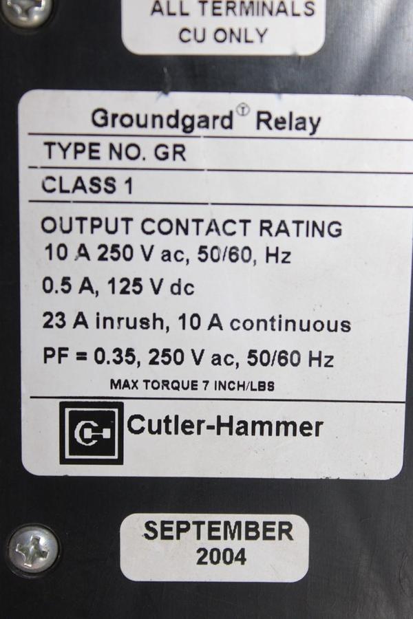 Used CUTLER-HAMMER GROUNDGARD RELAY 5264C09H01 10 AMP 250 VAC 50/60 HZ *WARRANTY*