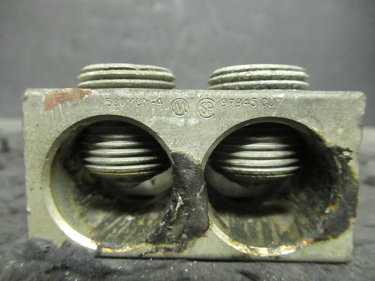 Used (3) MARATHON 97945 MECHANICAL DISTRIBUTION WIRE CONNECTOR LUG TAP 500MCM - #14