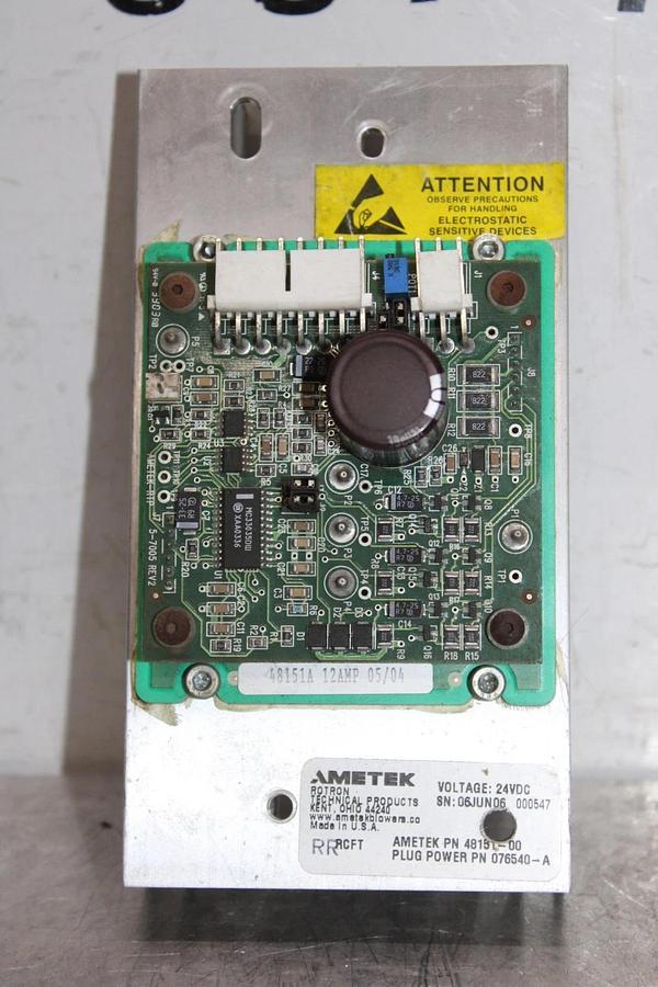 Used AMETEK FAN SPEED CONTROL CIRCUIT BOARD 48151-00 24 VDC 5-7005 REV. 2