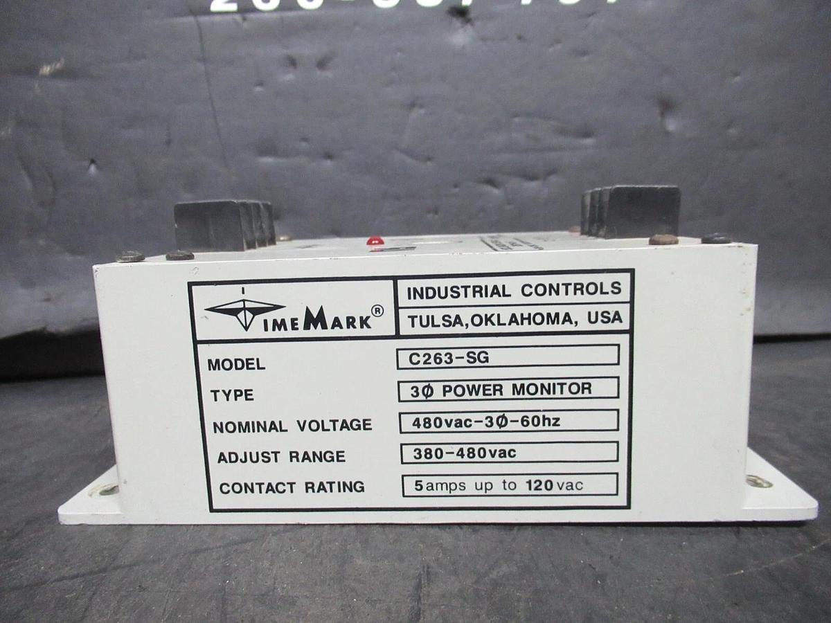 Used TIMEMARK 3-PHASE POWER MONITOR C263-SG 380-480 VAC 3-POLE INPUT: 120 VAC @ 5 AMP
