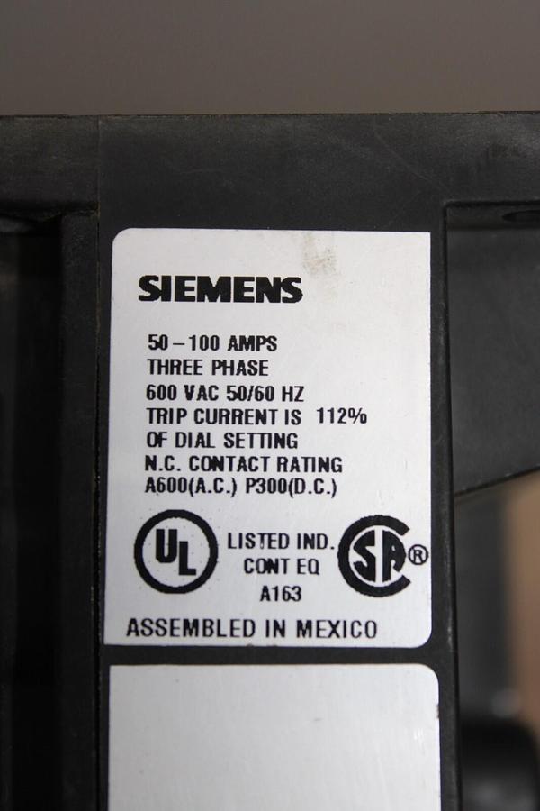 Used SIEMENS SOLID STATE OVERLOAD RELAY 958DA32A 50-100 AMP **WARRANTY**