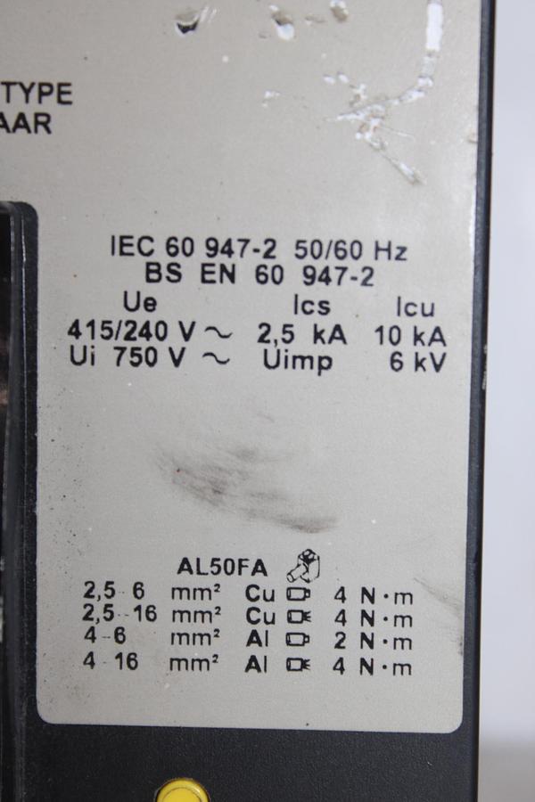 Used SQUARE D I-LINE CIRCUIT BREAKER FH26020BC SERIES 2 20 AMP 600 VAC 2-POLE