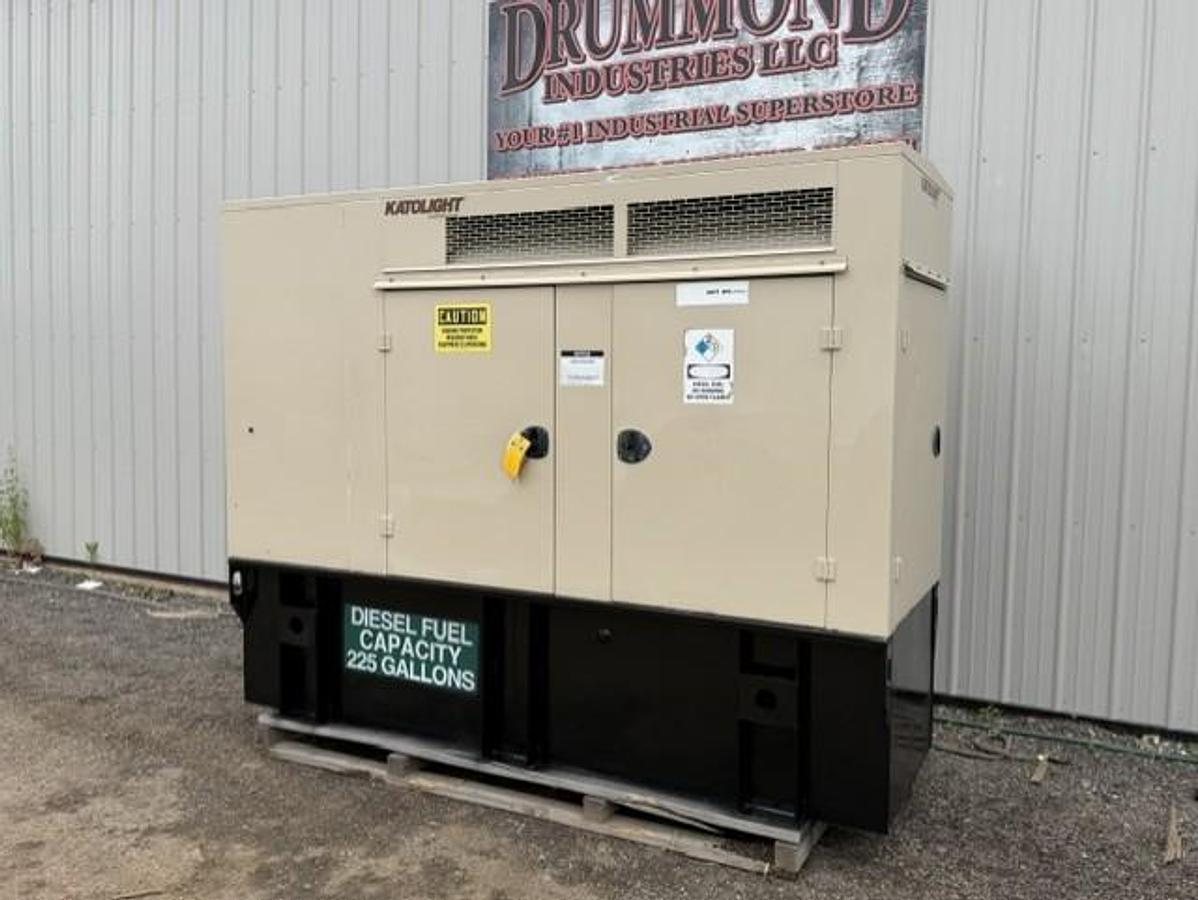 Used 60 KW DIESEL GENERATOR KATOLIGHT 120/240V RE-CONNECTABLE SOUND ENCLOSED 593 HRS