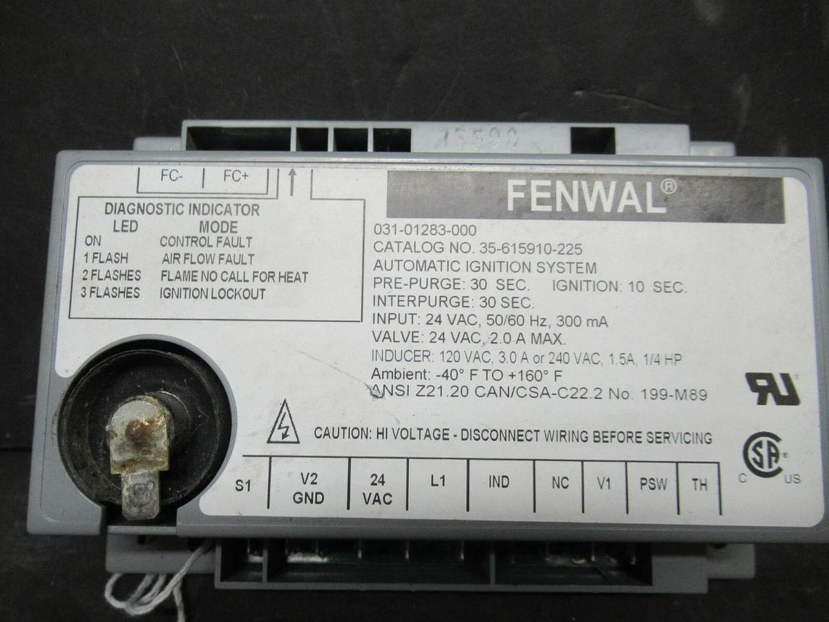Used FENWAL IGNITION CONTROL MODULE 031-01283-000 / 35-615910-225 24 VAC