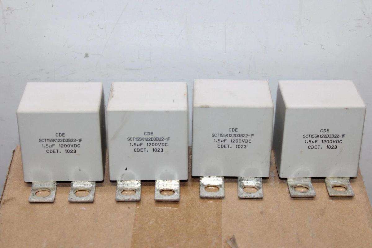Used LOT OF 4 CDE CAPACITOR SCT155K122D3B22-1F 1200 VOLT 1.5 uF CDET. 1023 *WARRANTY*