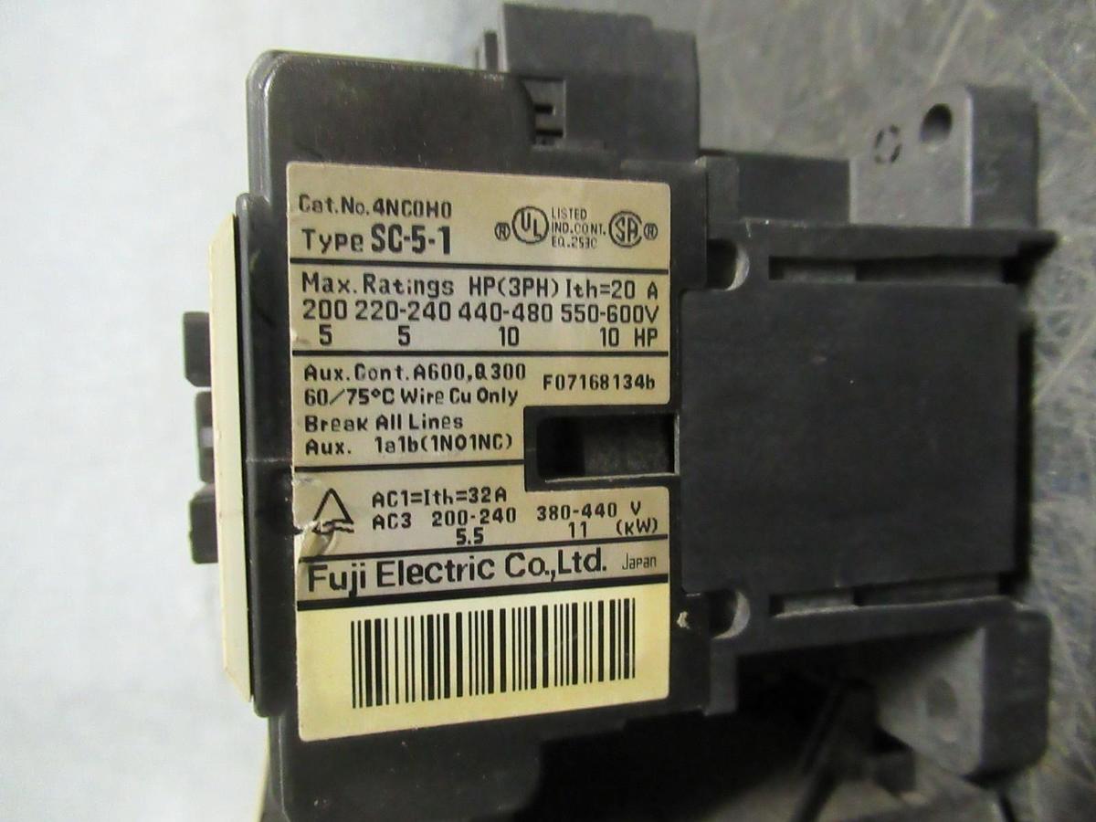 Used FUJI ELECTRIC STARTER SC-5-1 600V 3POLE 20A 10HP **WARRANTY INCLUDED**