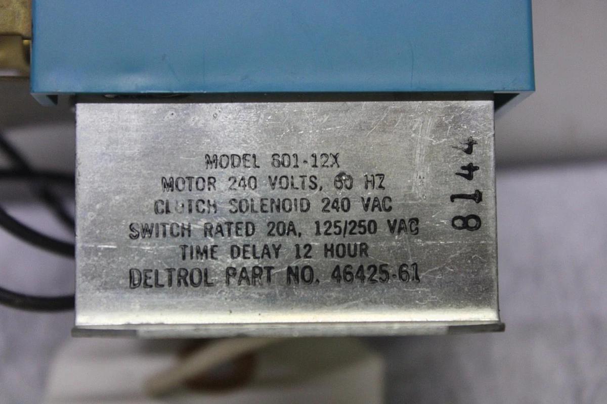 Used DELTROL TIME DELAY RELAY 46425-61 801-12X 0-12 HOUR DELAY 240 VOLT 20 AMP