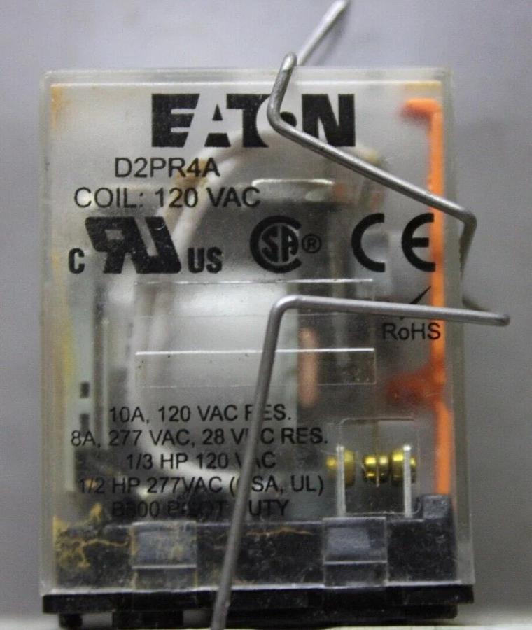 Used LOT OF 3 EATON RELAY D2PR4A 120 VAC 10 AMP **WARRANTY INCLUDED**