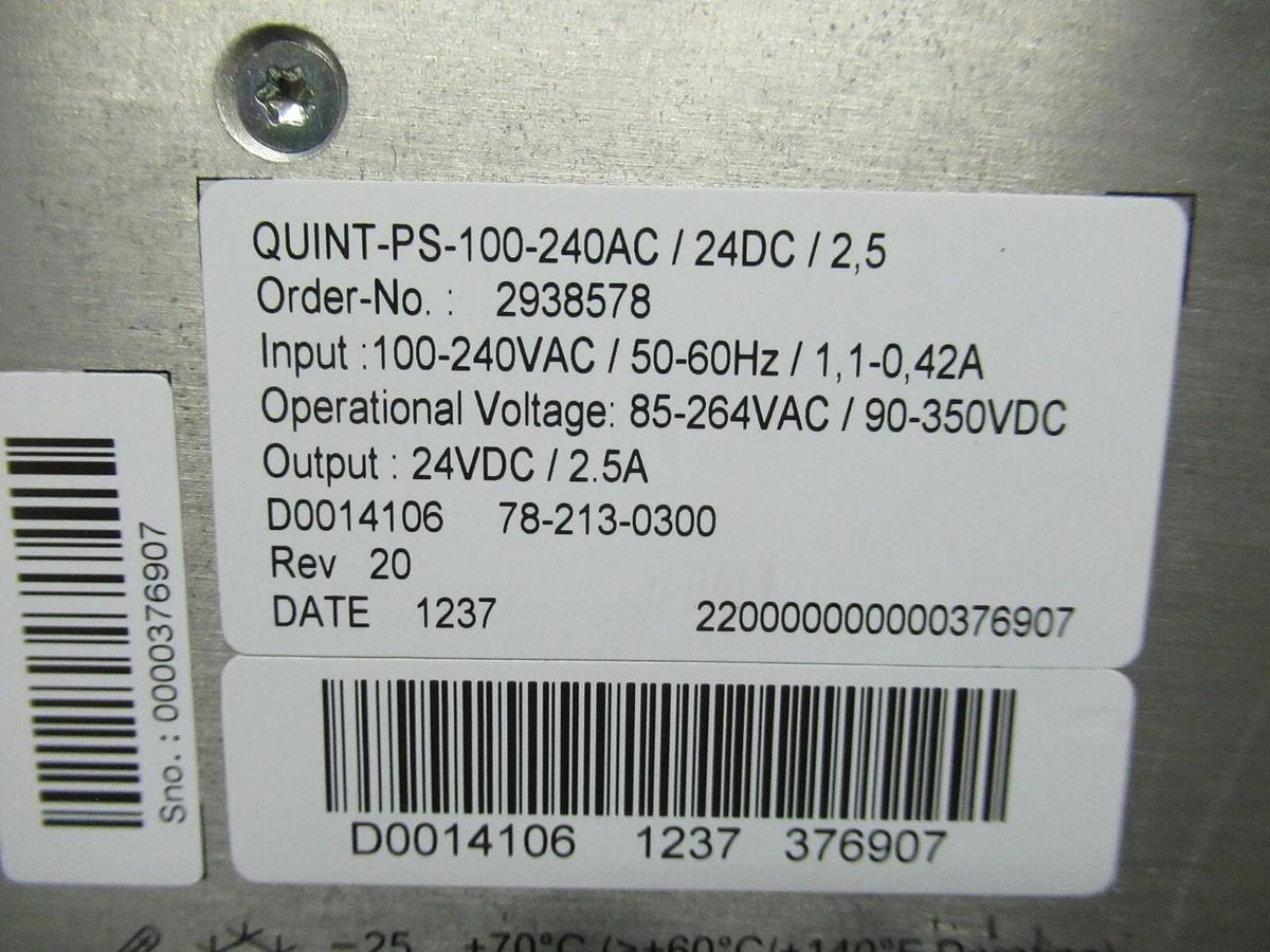 Used PHOENIX CONTACT QUINT-PS-100-240AC QUINT POWER POWER SUPPLY 24 VDC 100-240 VAC