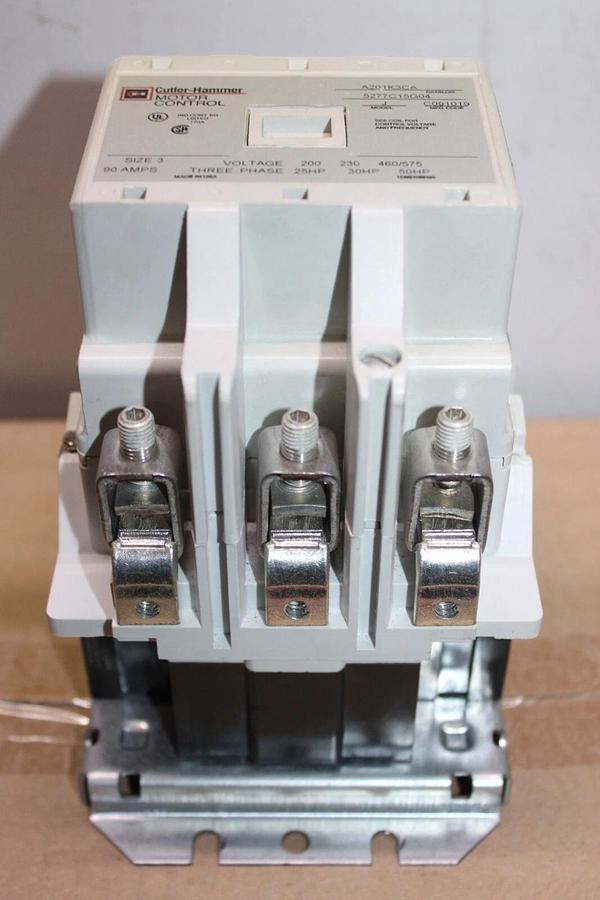 Used CUTLER HAMMER MOTOR CONTROL CONTACTOR A201K3CA SIZE 3 90 AMP 600V 3-PHASE