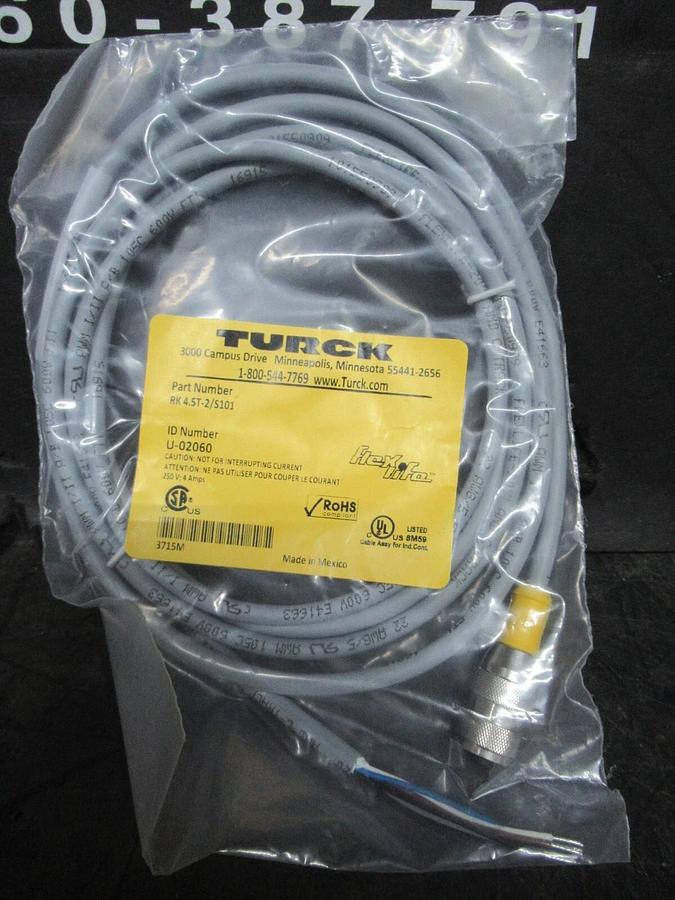 NEW IN BAG TURCK SINGLE ENDED RECEPTICLE MULTI-PIN RK-4.5T-2/S101 U-02060