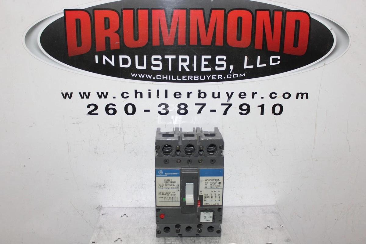 Used GE SPECTRA CIRCUIT BREAKER SEHA36AT0150 150 AMP 600 VAC 3-POLE W/ AUX. SWITCH