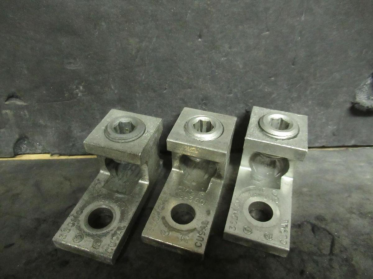 Used (3) QTY CMC AB-350 1 SINGLE BARREL MECHANICAL CONNECTOR LUGS TAP 350 MCM - 6
