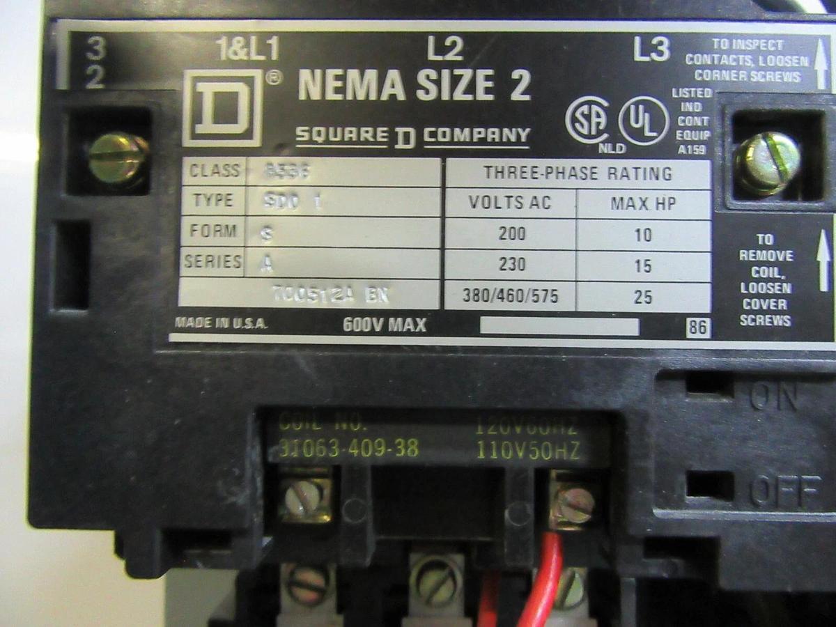 Used SQUARE D TWIN MCC FUSIBLE STARTER BUCKET 12" MODEL: 4 SIZE 1 W/ 8536-SDO1