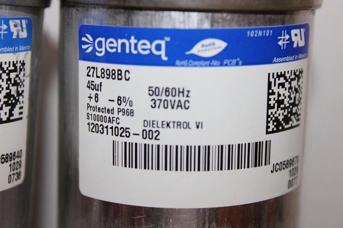 Used LOT OF 3 GENTEQ CAPACITOR 27L898BC 45uF 370 VAC 50/60 HZ **WARRANTY**