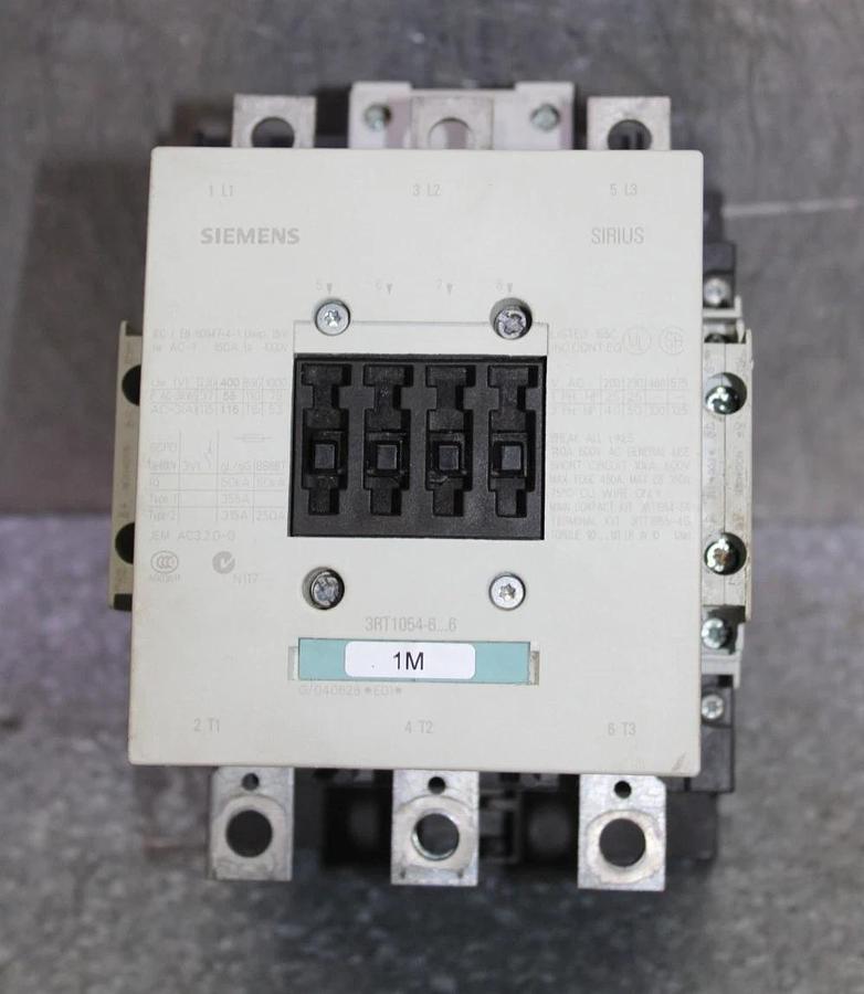 Used SIEMENS SIRIUS CONTACTOR 3RT1054-6...6 600 VAC 140 AMP 125 HP 3-POLE 3-PHASE