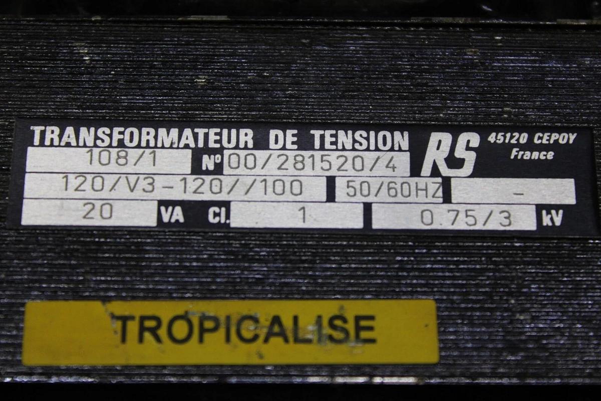Used 45120 CEPOY TRANSFORMER 00/281520/4 20 VA 0.75/3 KV 120/V3-120 100