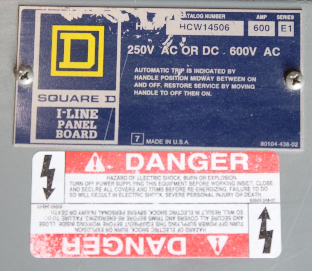 Used SQUARE D NF PANELBOARD 480Y/277 VAC 250 AMP 4W 3-PHASE 42-SLOT