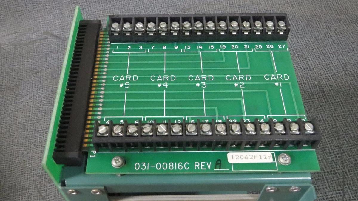 Used YORK 5 SLOT PLC CHASSIS 031-00809C REV A WITH FRONT BOARD 031-00816C