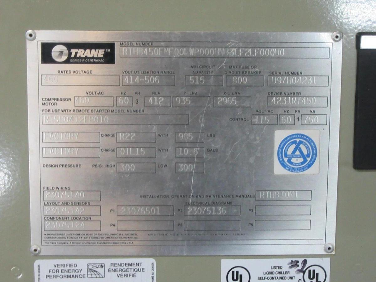 Used TRANE R CENTRAVAC RETROFIT CHILLER CONTROL KIT TRACER ADAPTIVIEW RCRAB002AA