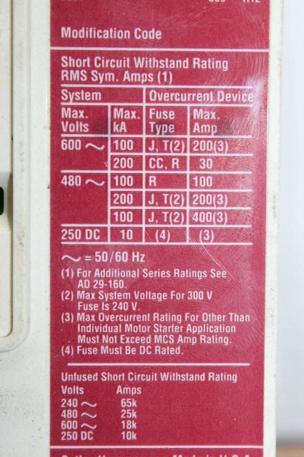 Used CUTLER HAMMER MOLDED CASE SWITCH FD3150K 150 AMP 600 VAC 3-POLE FD-K FRAME