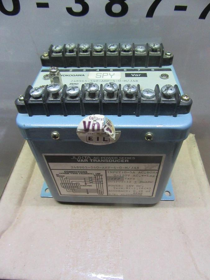 Used YOKOGAWA JUXTA VAR TRANSDUCER 248965-540-AHF-4-0-M/JAB 120 VAC 1500 VARS