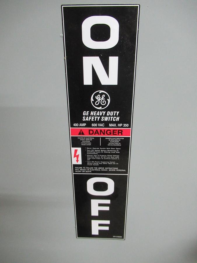 NIB GE 400 AMP HEAVY DUTY SAFETY SWITCH TH3365 TYPE 1 3-POLE 350 HP 600 V
