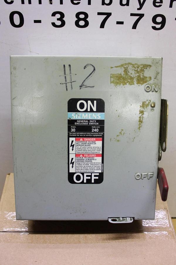 Used SIEMENS HEAVY DUTY ENCLOSED SWITCH GF321N 30 AMP 240 VAC TYPE 1 **WARRANTY**