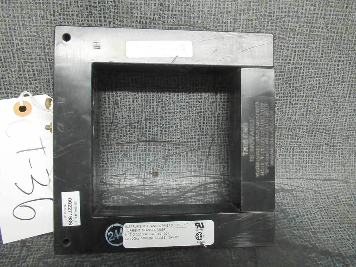 Used INSTRUMENT TRANSFORMERS CURRENT TRANSFORMER 601-301 RATIO: 300:5A 50-400 HZ